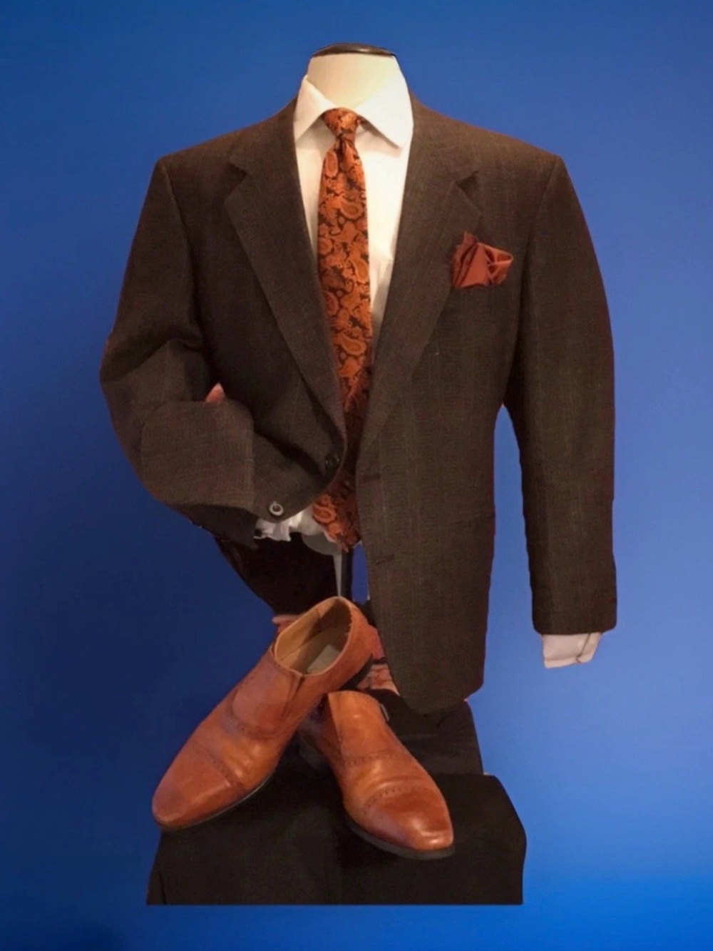 Vintage Louis Roth 46S Sport Coat Brown Blue Wool Blazer Tapered Fit Exc Cond!